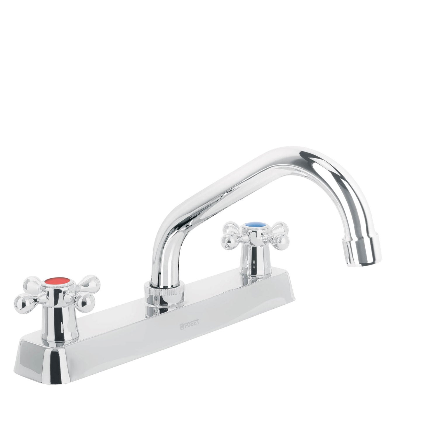 Mezcladora p/fregadero,manerales cruceta,cuello corto,Basic