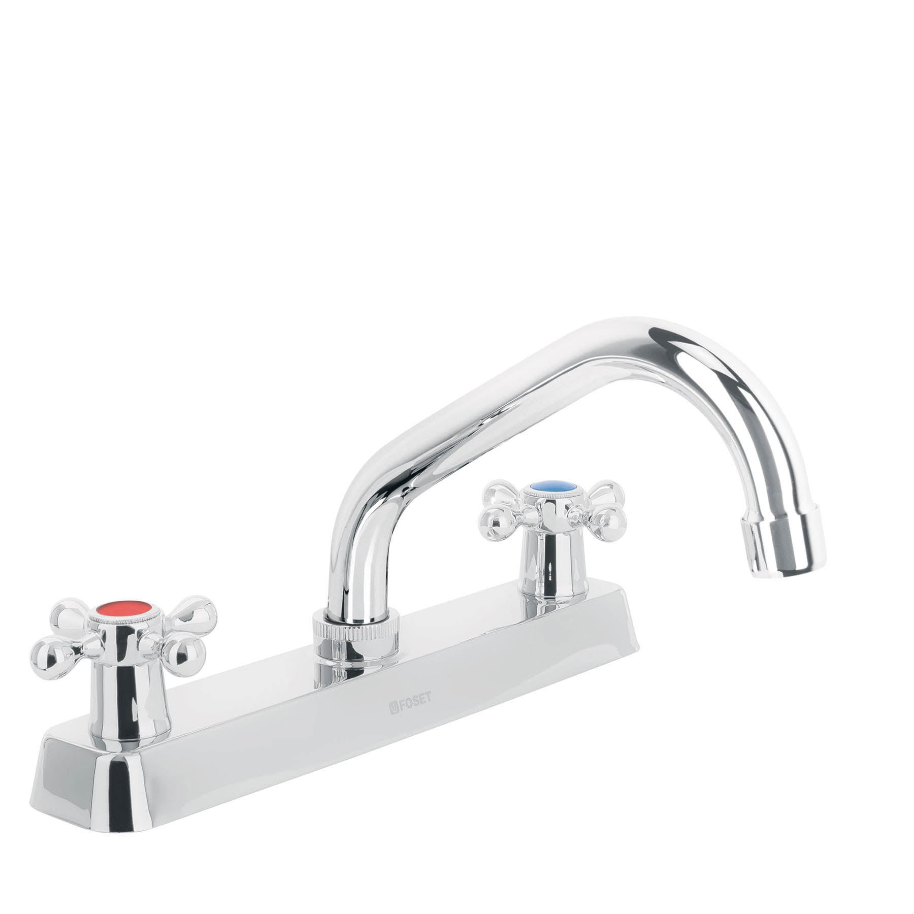 Mezcladora p/fregadero,manerales cruceta,cuello corto,Basic