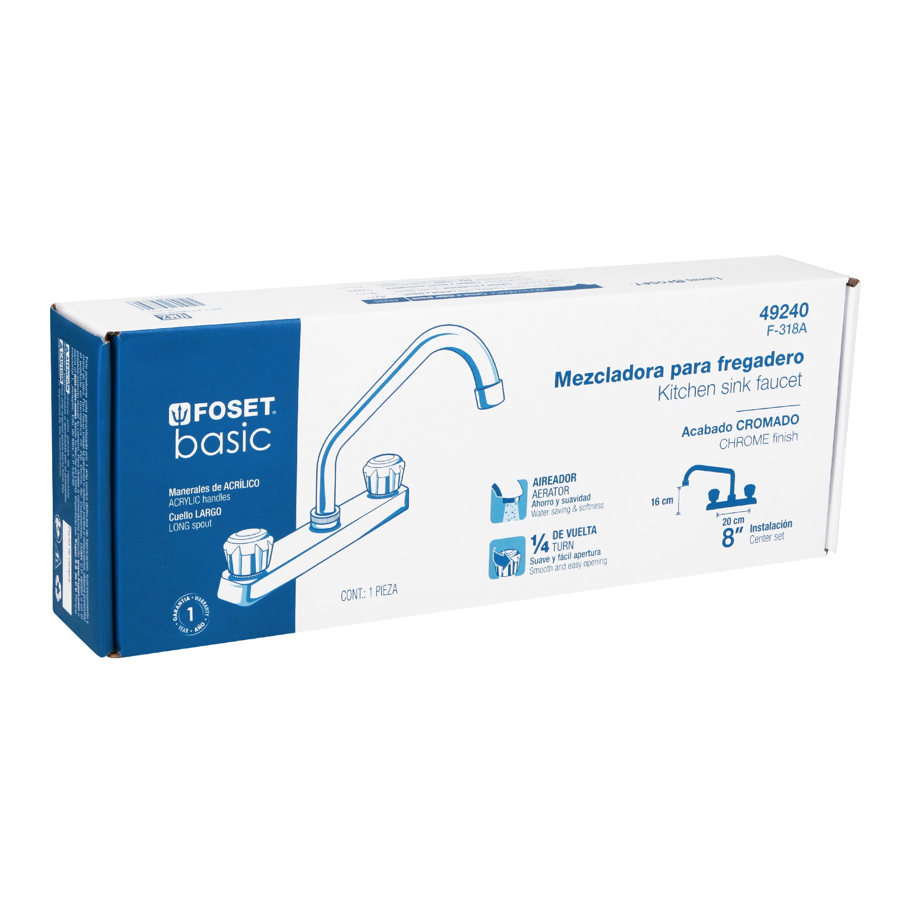 Mezcladora para fregadero, manerales de acrílico, Basic