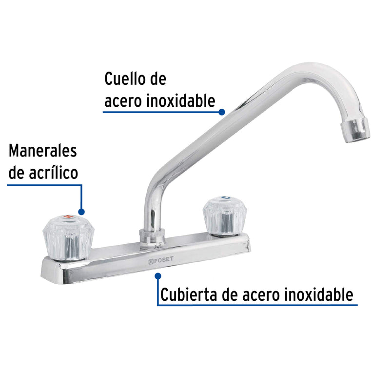 Mezcladora para fregadero, manerales de acrílico, Basic