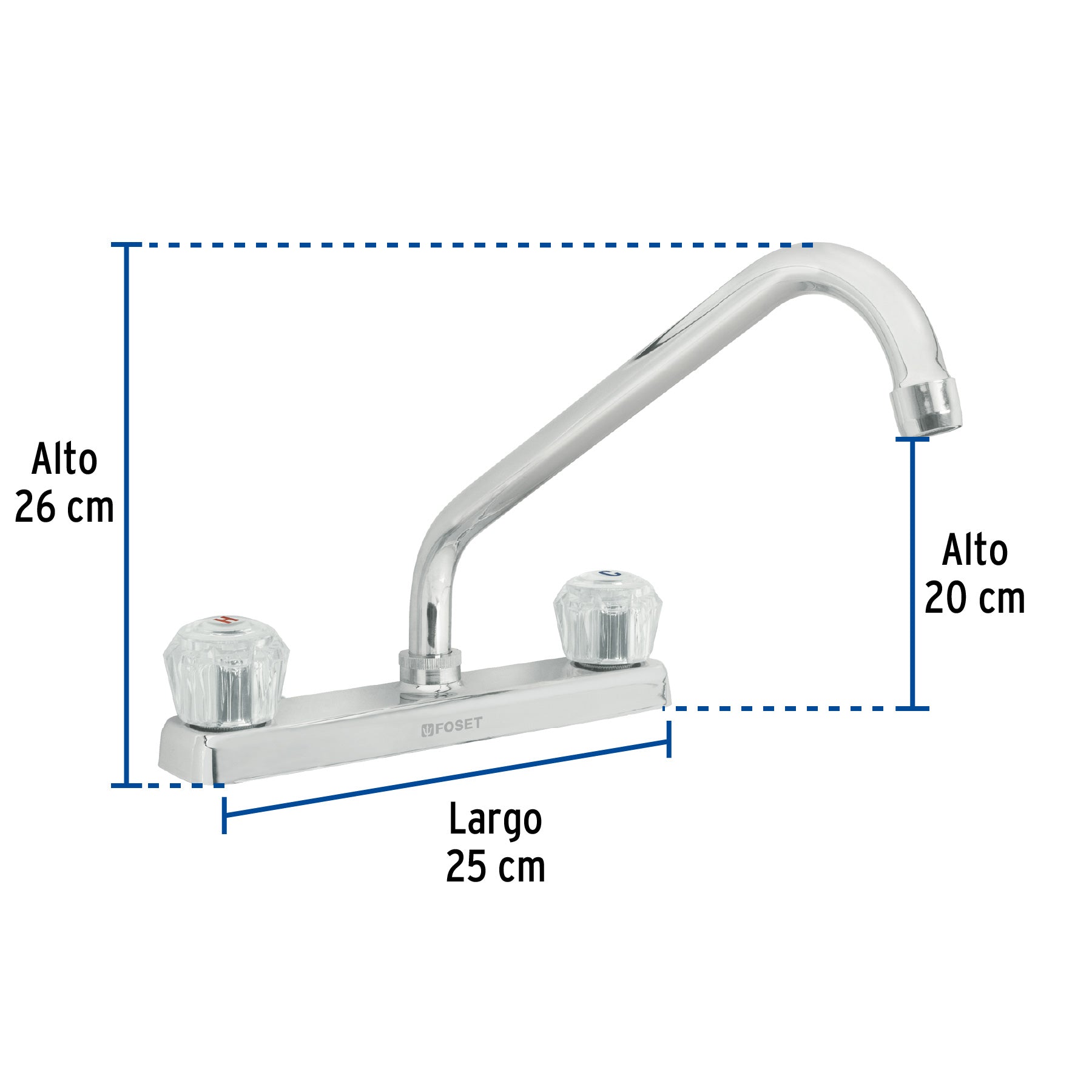 Mezcladora para fregadero, manerales de acrílico, Basic