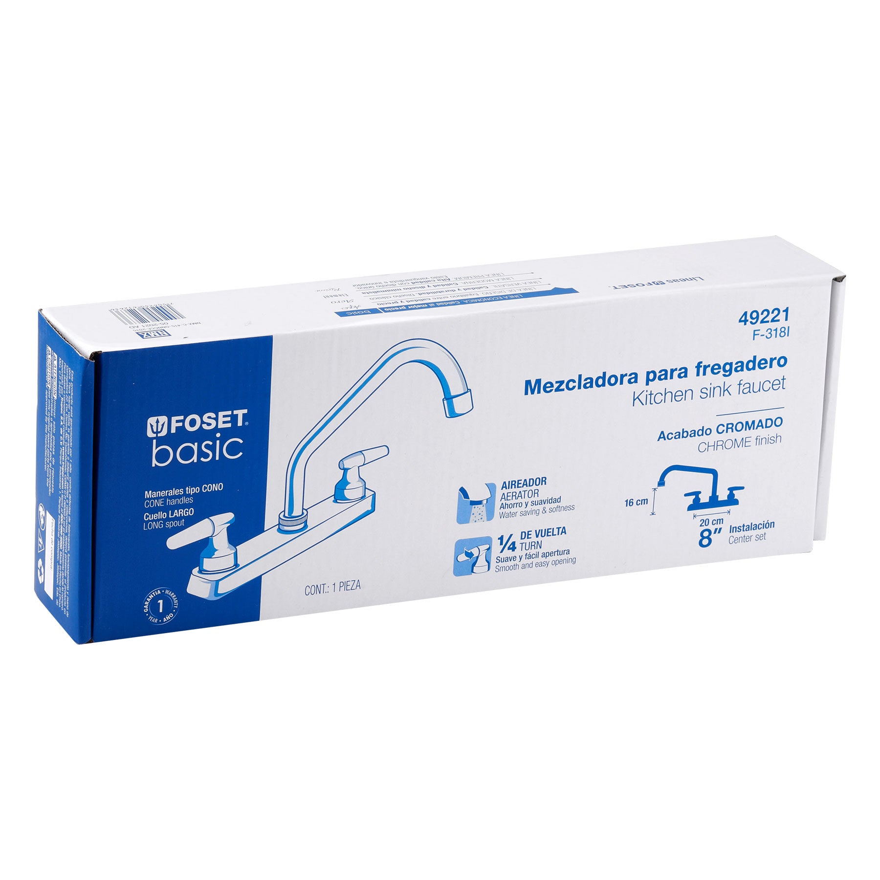 Mezcladora para fregadero, manerales cono, Basic