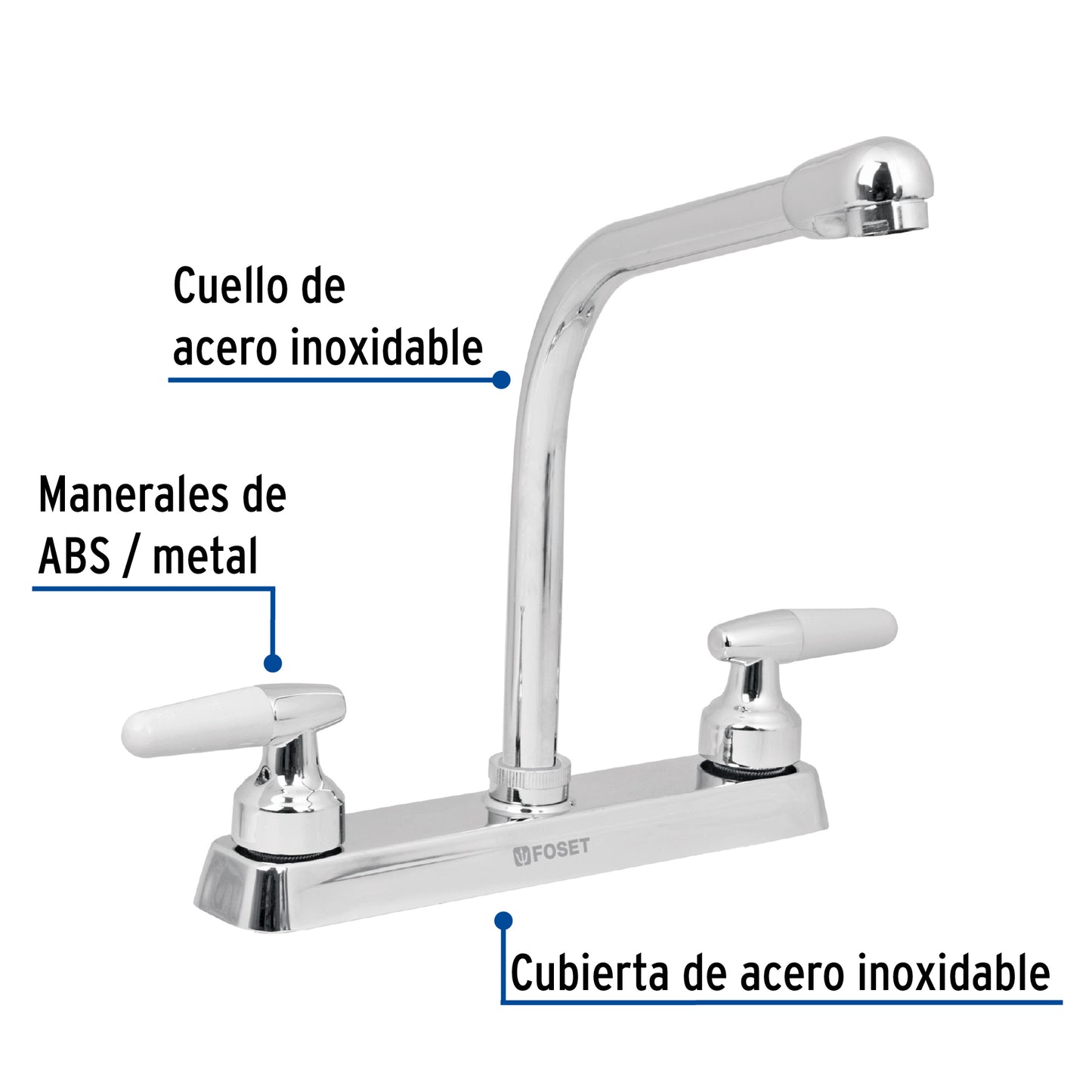 Mezcladora para fregadero, manerales cono,cuello cobra,Basic