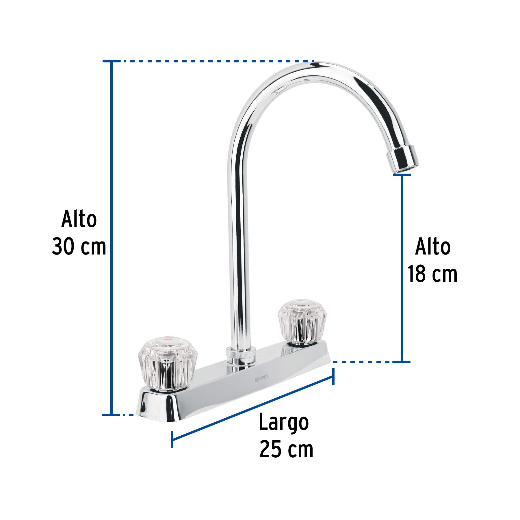 Mezcladora para fregadero, acrílico, cuello curvo, Basic