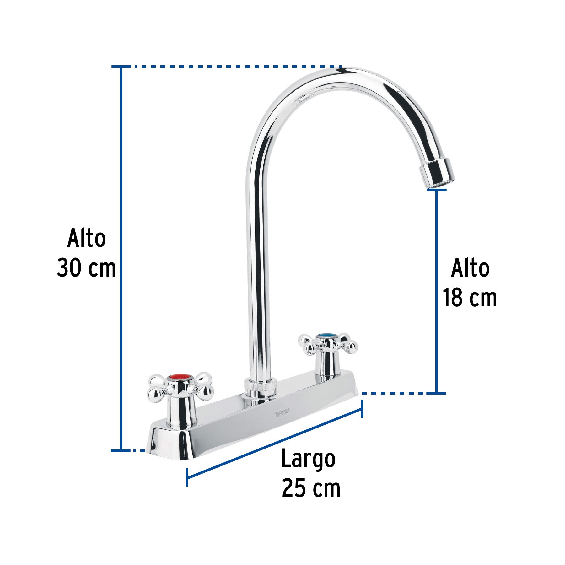Mezcladora para fregadero, cruceta, cuello curvo,Basic