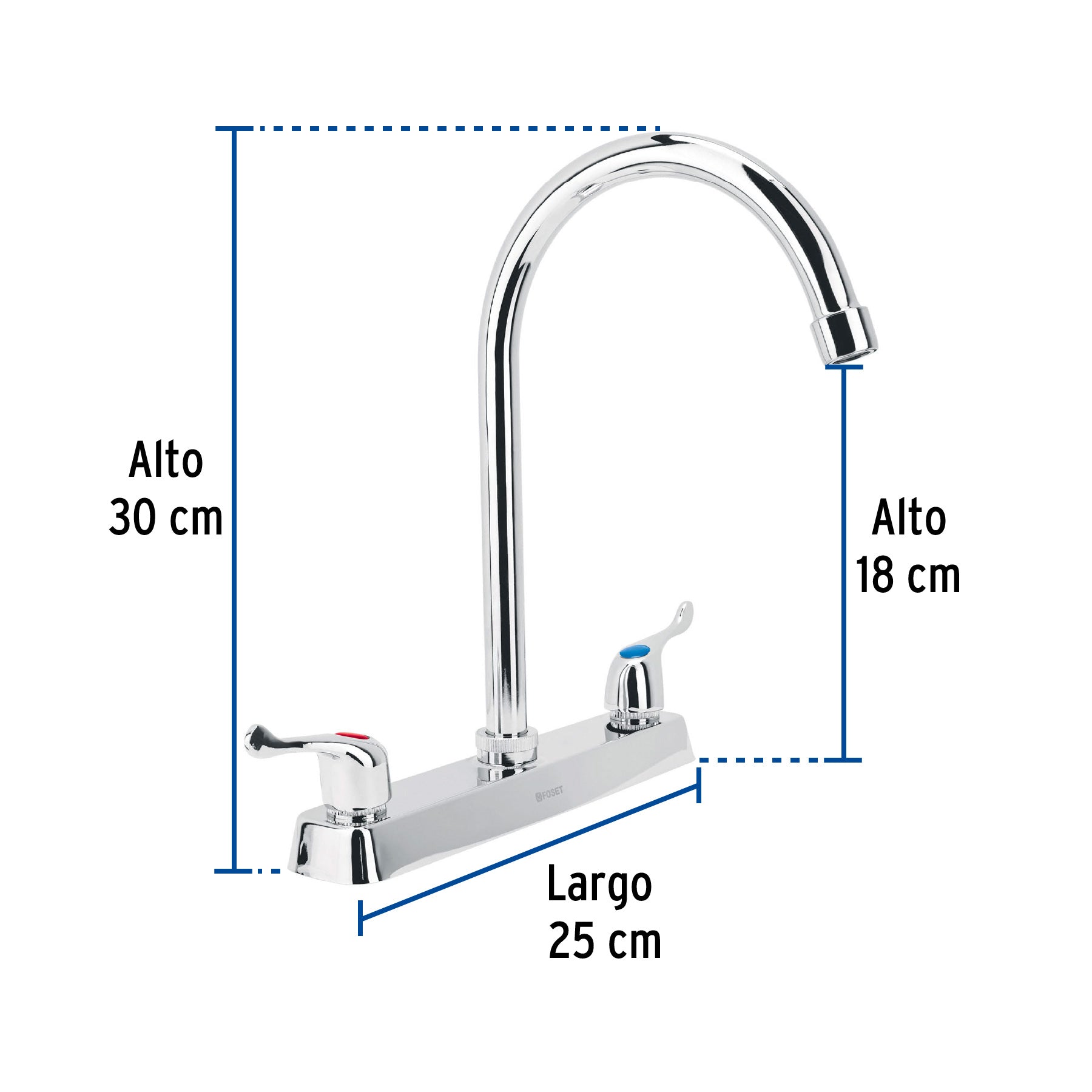 Mezcladora para fregadero, palanca, cuello curvo, Basic