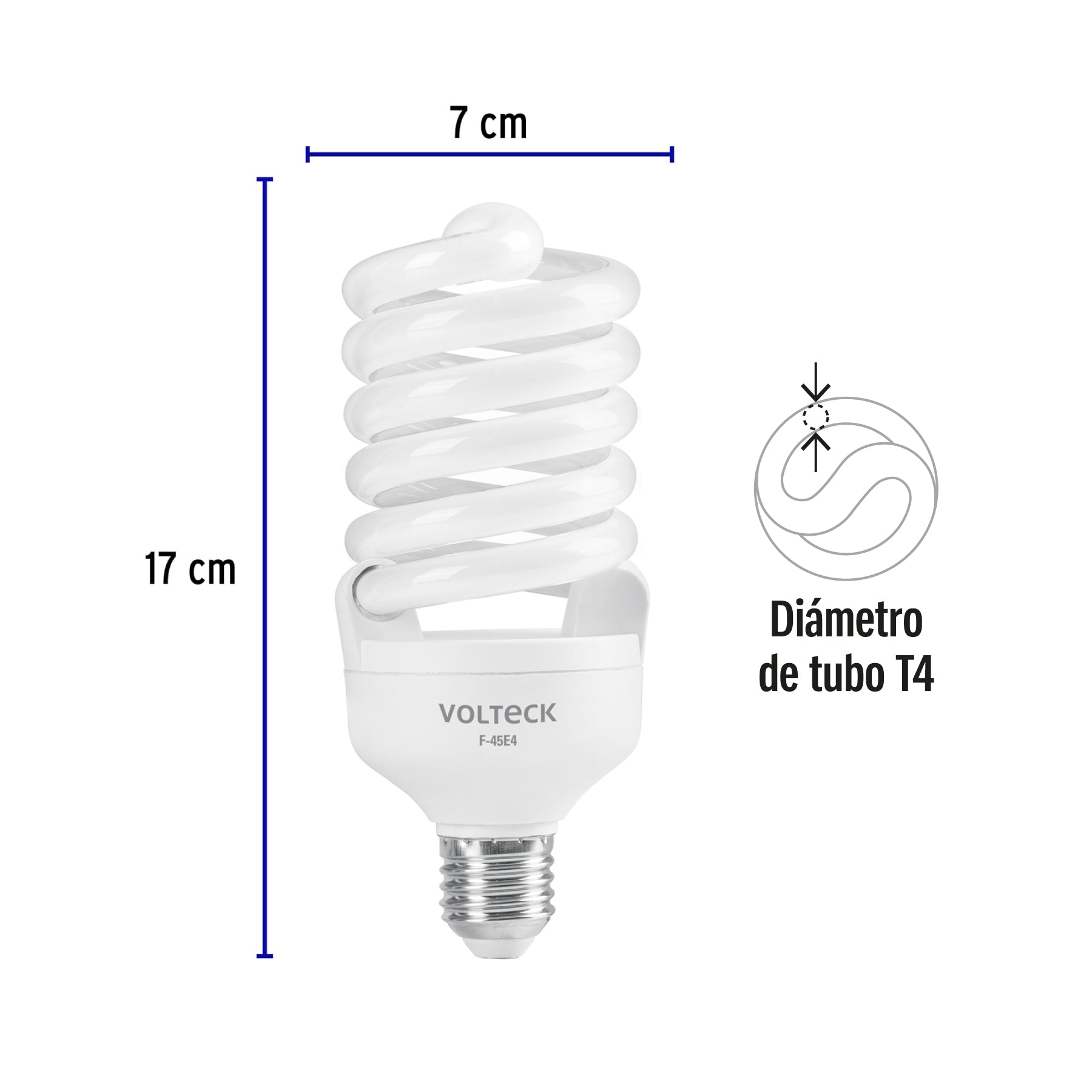 Lámpara 45 W, espiral, alta potencia, luz día, T4 , en caja