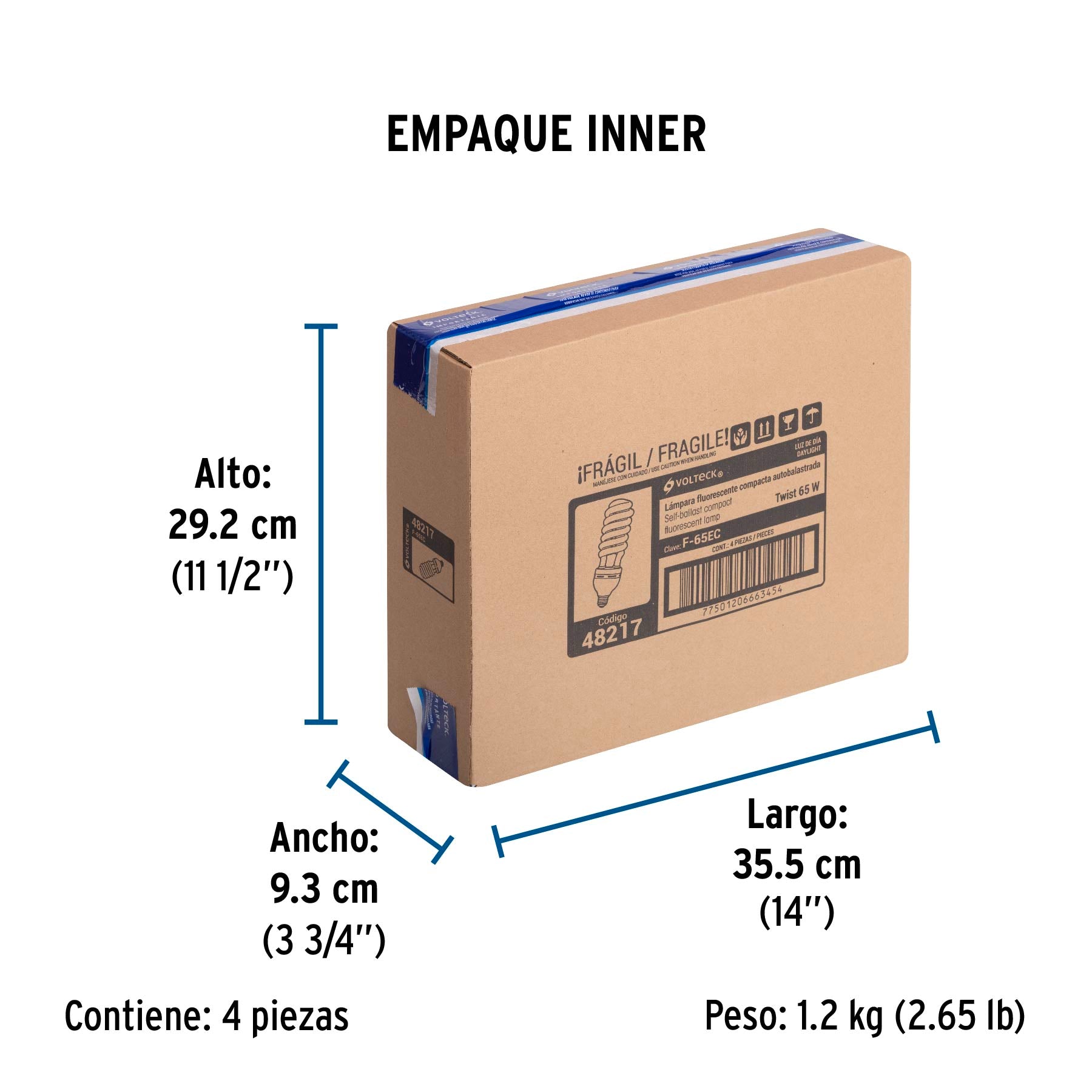 Lámpara 65 W, espiral, alta potencia ,luz día, T5, en caja