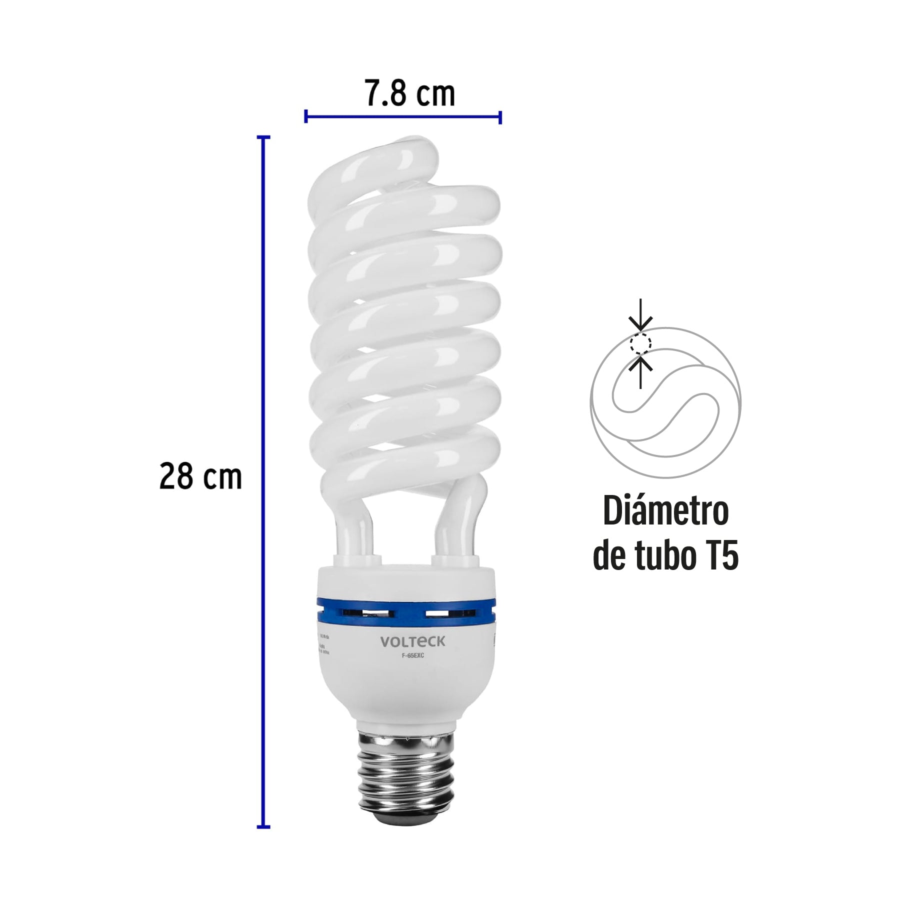 Lámpara 65 W, espiral, base mogul E39, luz día, 220 V, caja