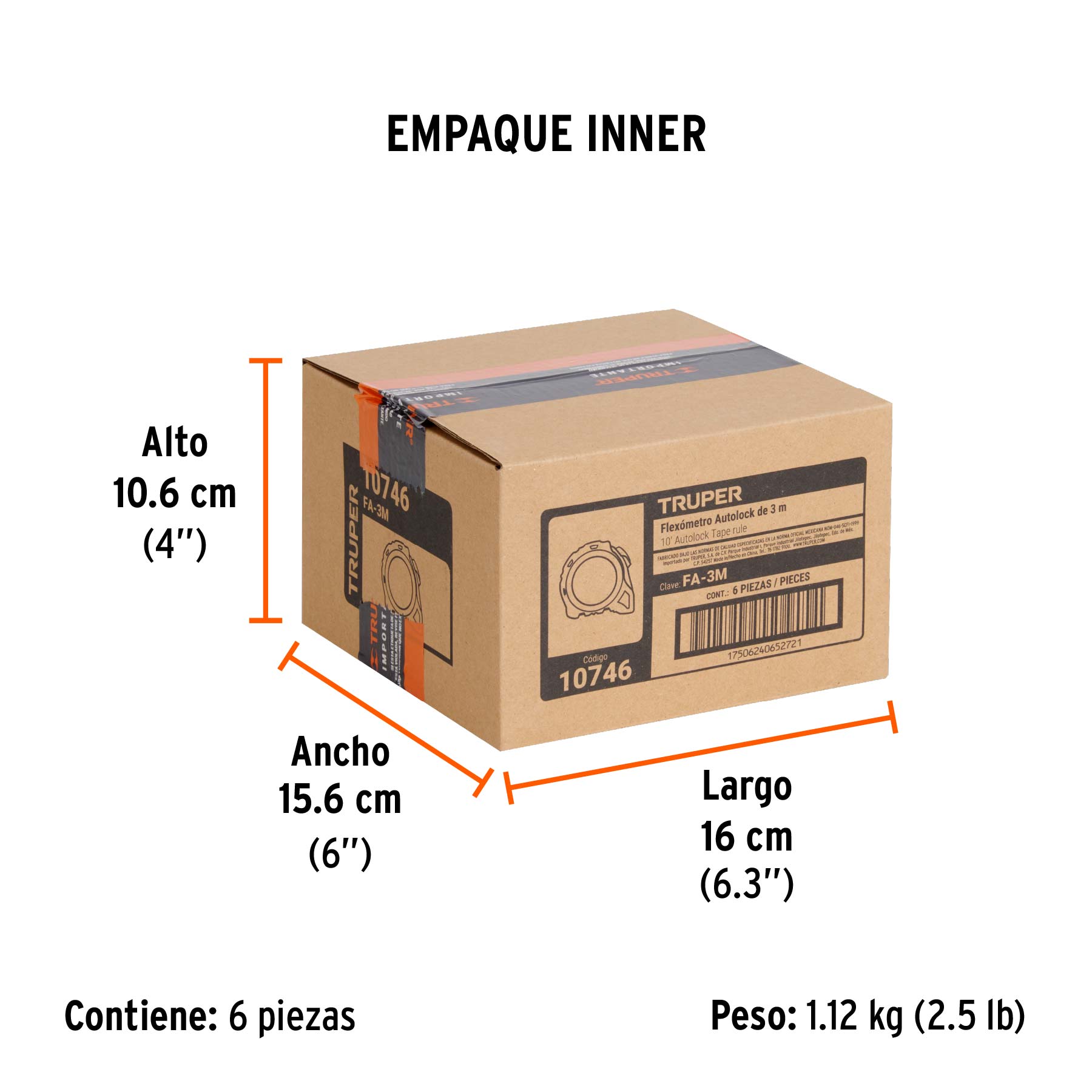 Flexómetro Auto Lock, 3 m, cinta 16 mm
