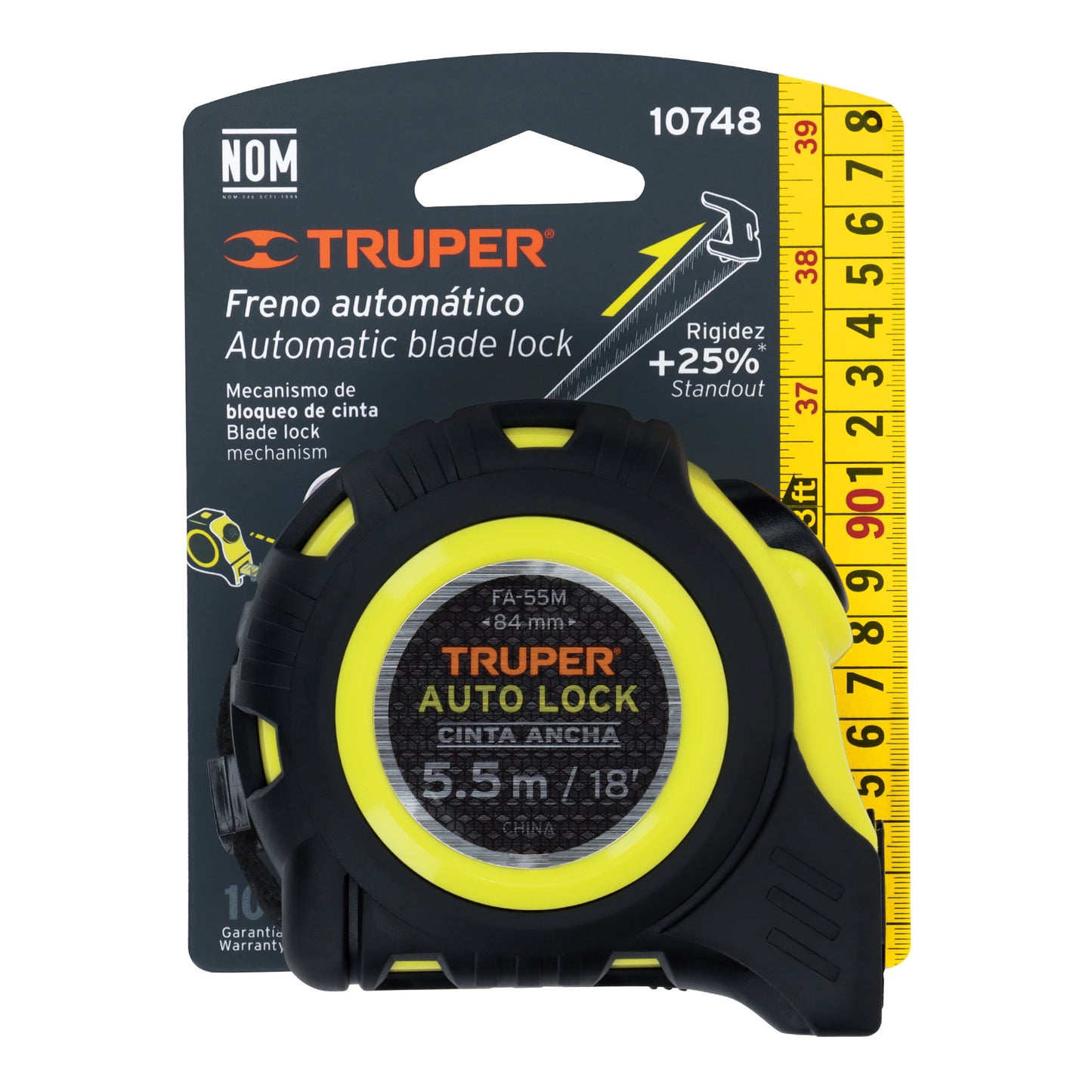 Flexómetro Auto Lock, 5.5 m, cinta 25 mm