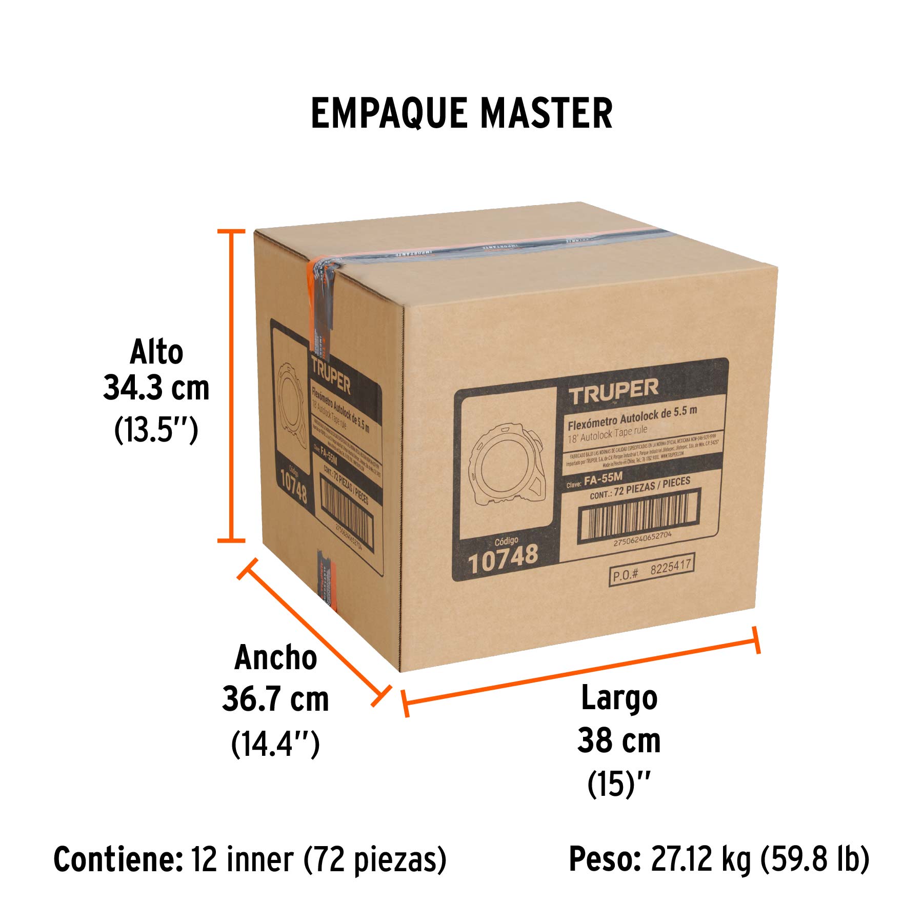 Flexómetro Auto Lock, 5.5 m, cinta 25 mm
