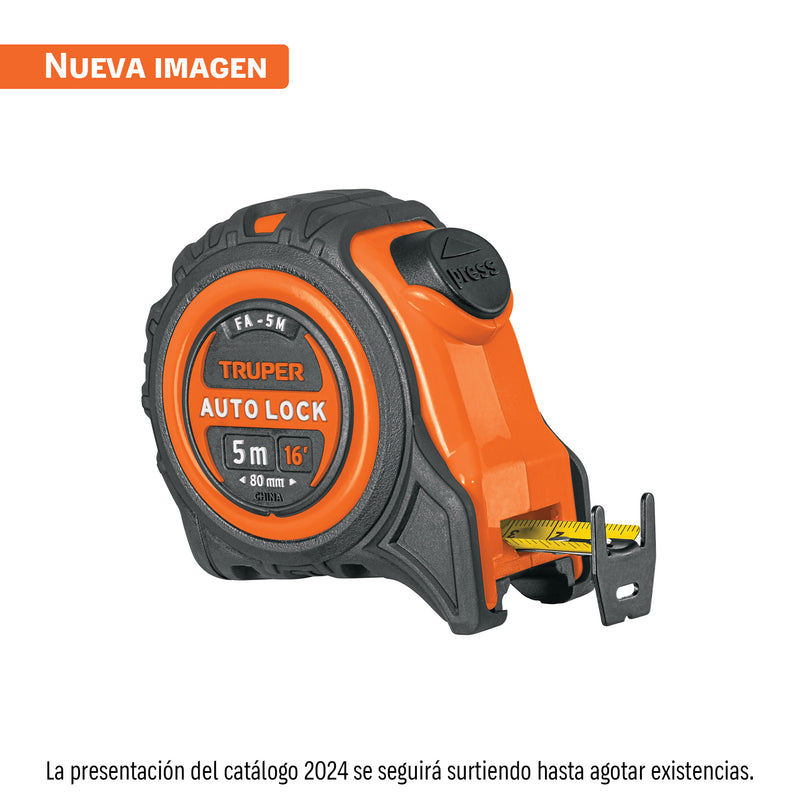 Flexómetro Auto Lock, 5 m, cinta 19 mm