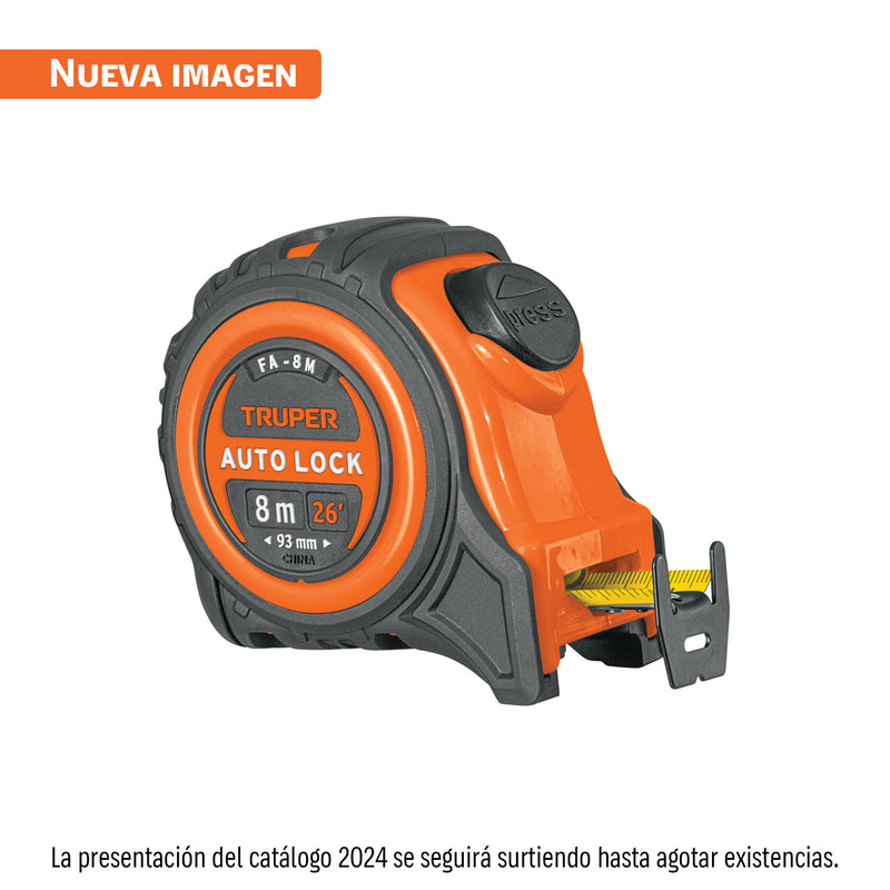 Flexómetro Auto Lock, 8 m, cinta 25 mm