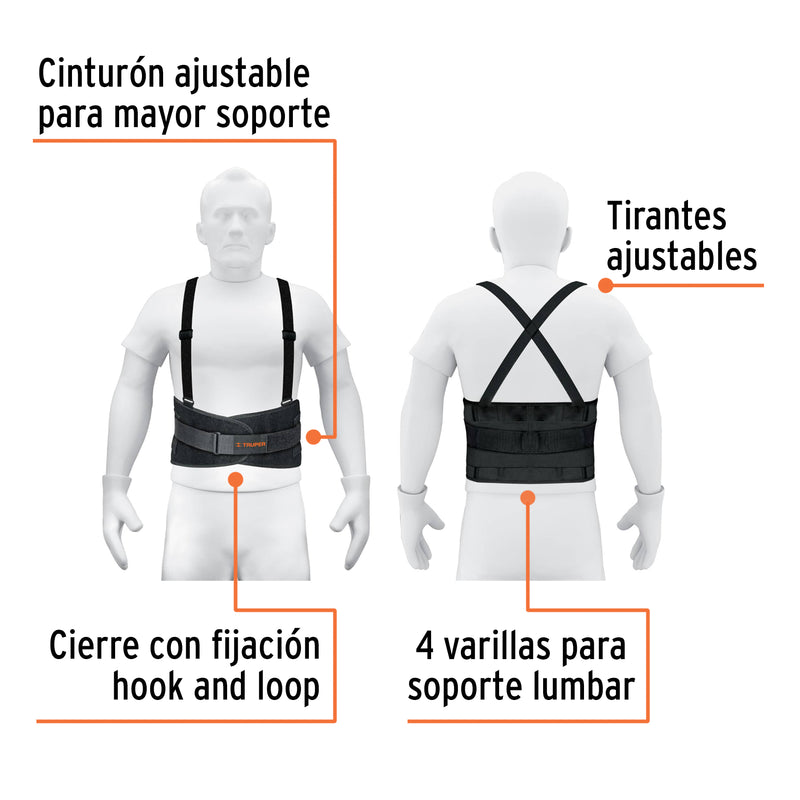 Faja con tirantes y tercer cinturón,ajustables, extra grande