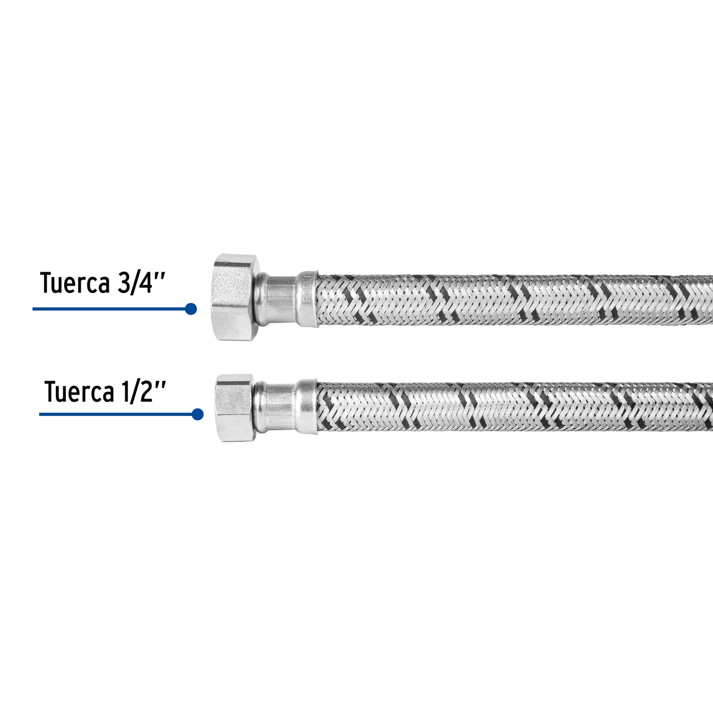 Manguera hule,1/2x3/4", 40cm, acero, usos generales