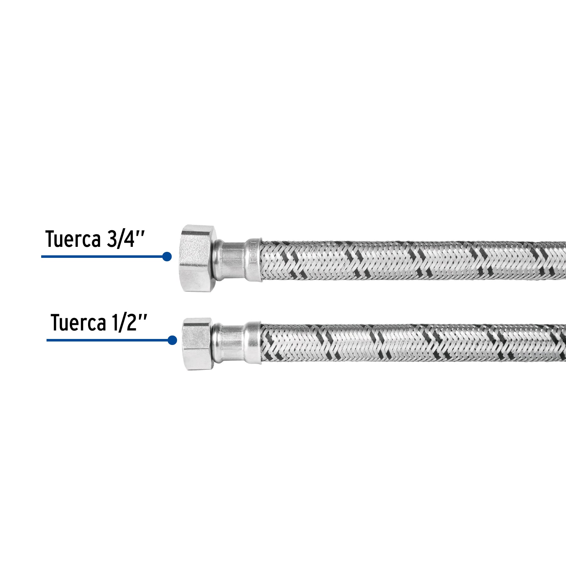 Manguera hule, 1/2", 80 cm, acero inoxidable, usos generales