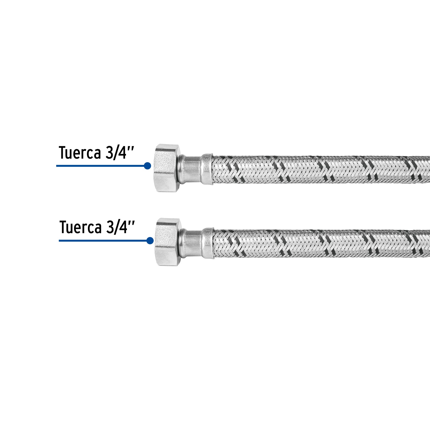 Manguera para boiler, acero inox, 3/4'x3/4', 100 cm, Foset