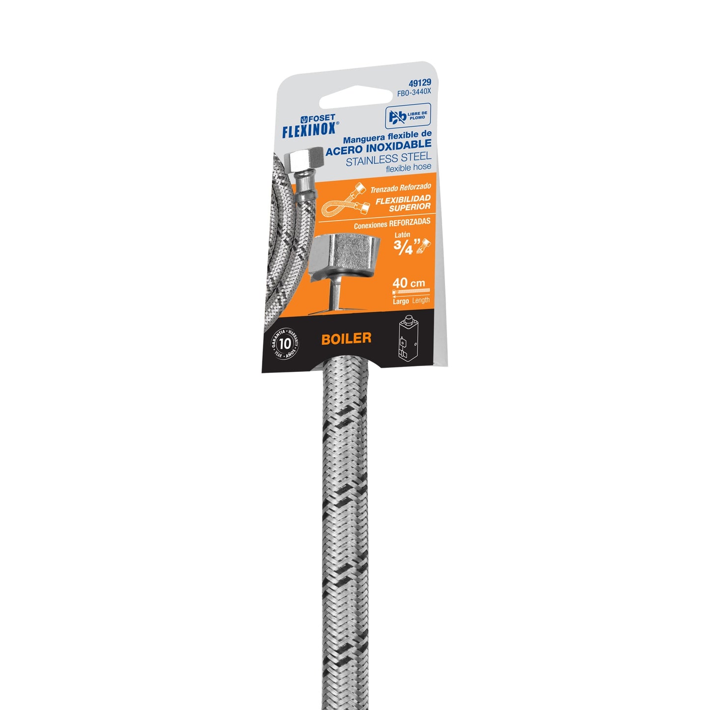 Manguera de hule, 3/4x3/4", 40cm, acero, usos generales