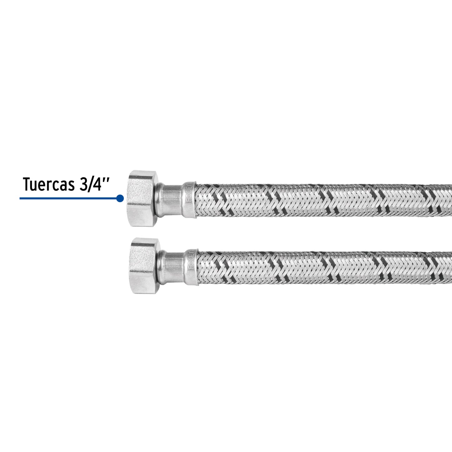 Manguera de hule, 3/4x3/4", 40cm, acero, usos generales