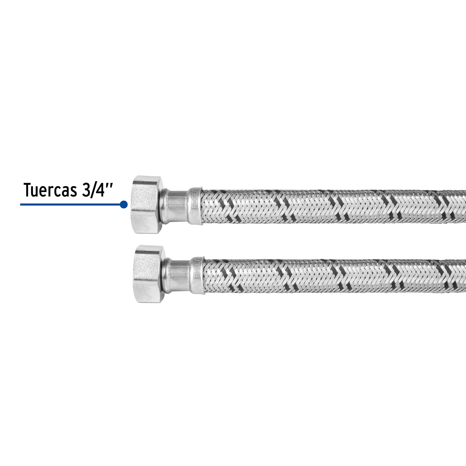 Manguera de hule, 3/4x3/4", 40cm, acero, usos generales