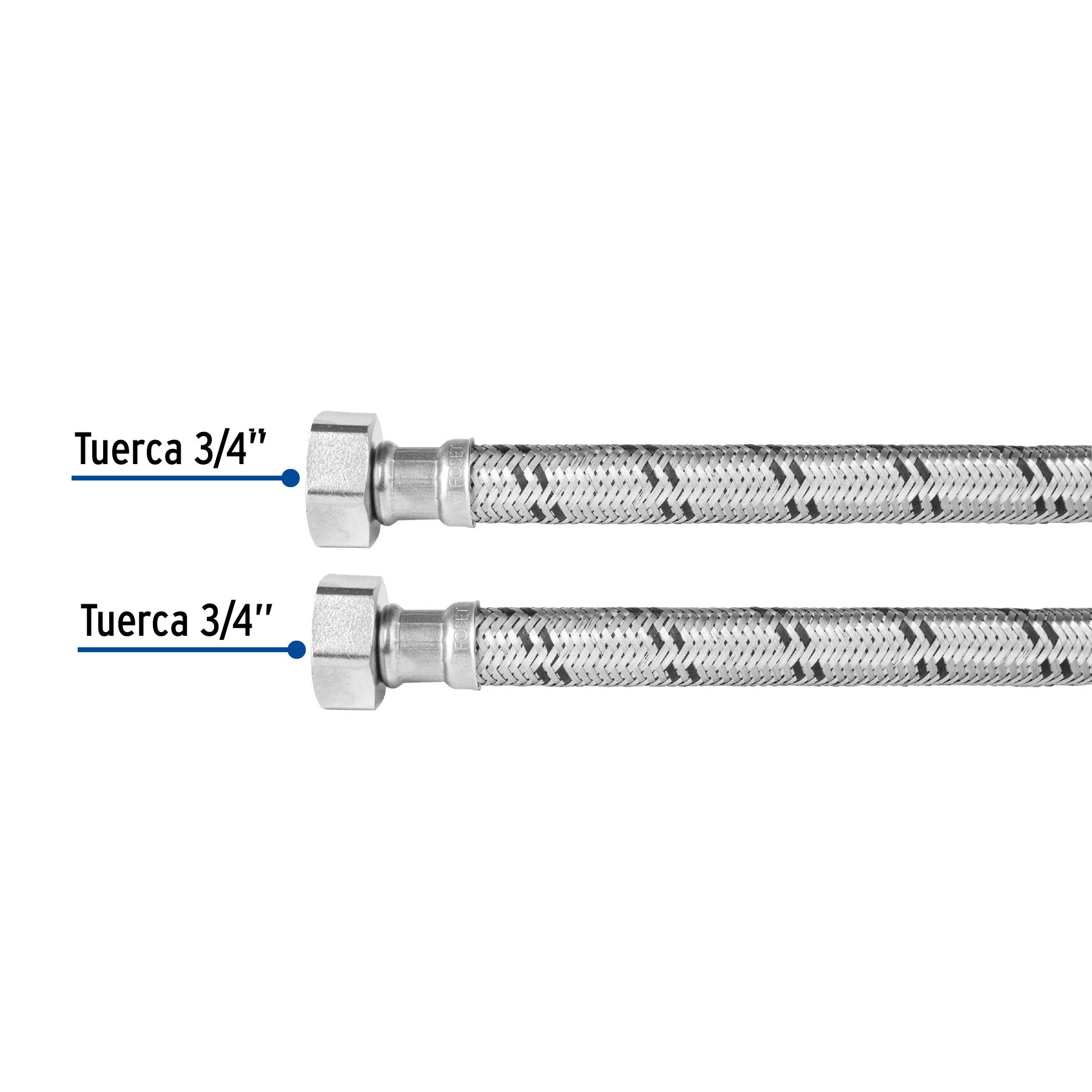 Manguera de hule, 3/4x3/4", 40cm, acero, usos generales