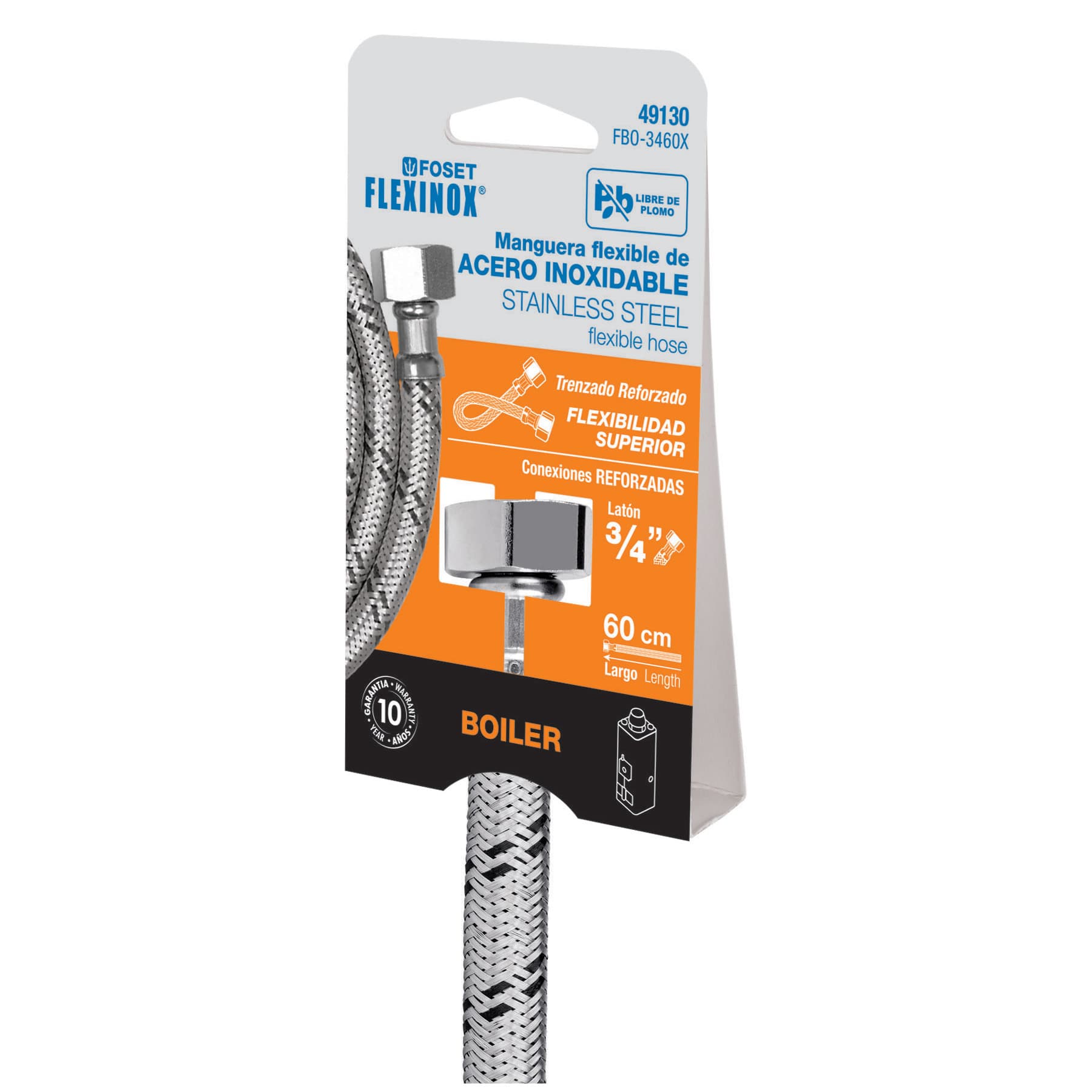Manguera de hule, 3/4x3/4", 60cm, acero, usos generales