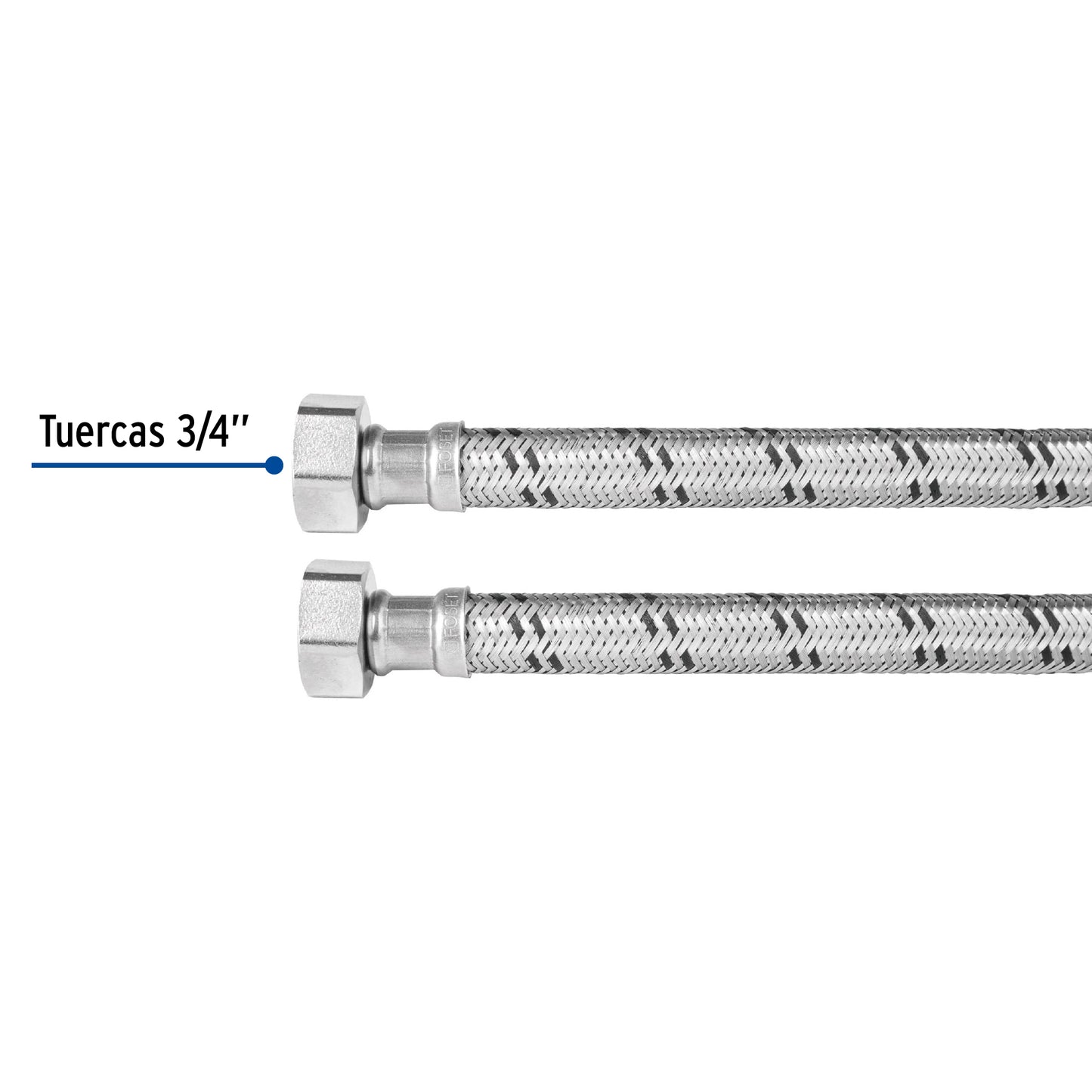 Manguera de hule, 3/4x3/4", 60cm, acero, usos generales