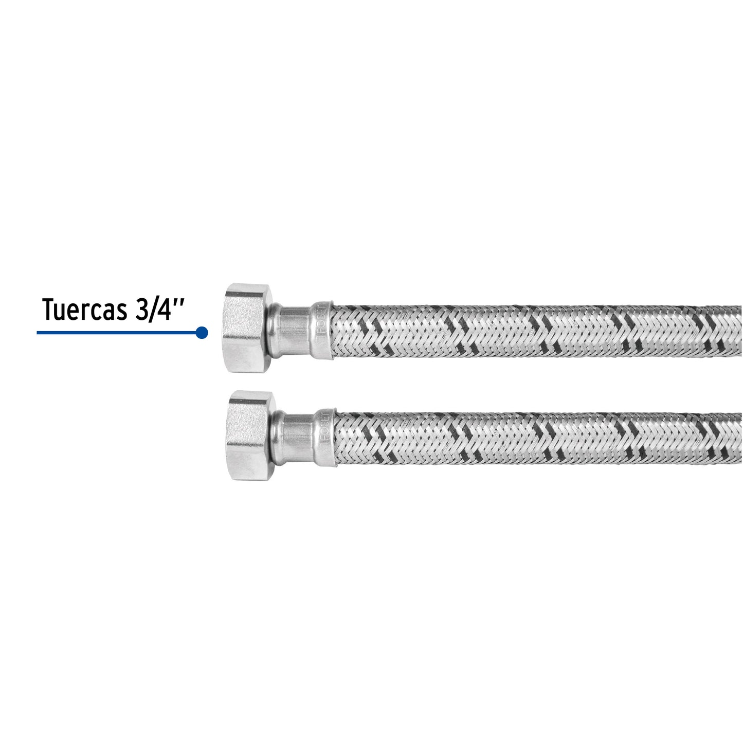 Manguera de hule, 3/4", 80 cm, acero, usos generales