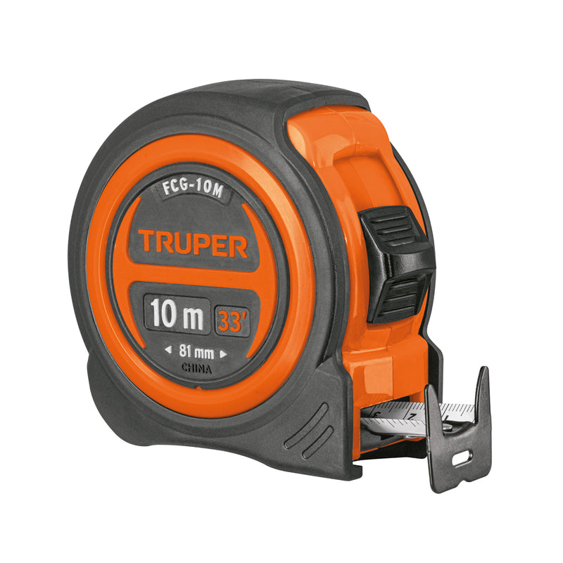 Flexómetro compacto 10 m con grip, cinta 25 mm, Truper