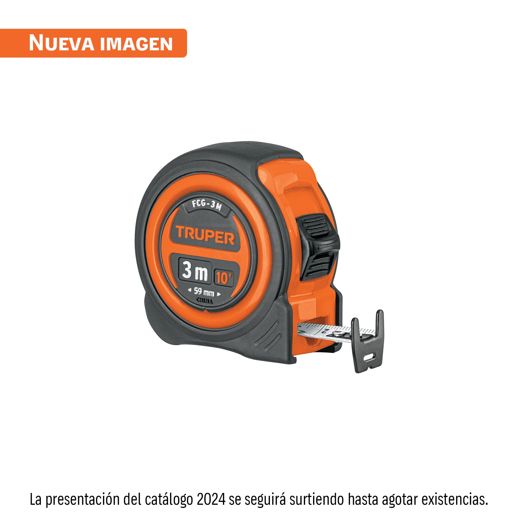 Flexómetro compacto con grip, 3 m, cinta 16 mm