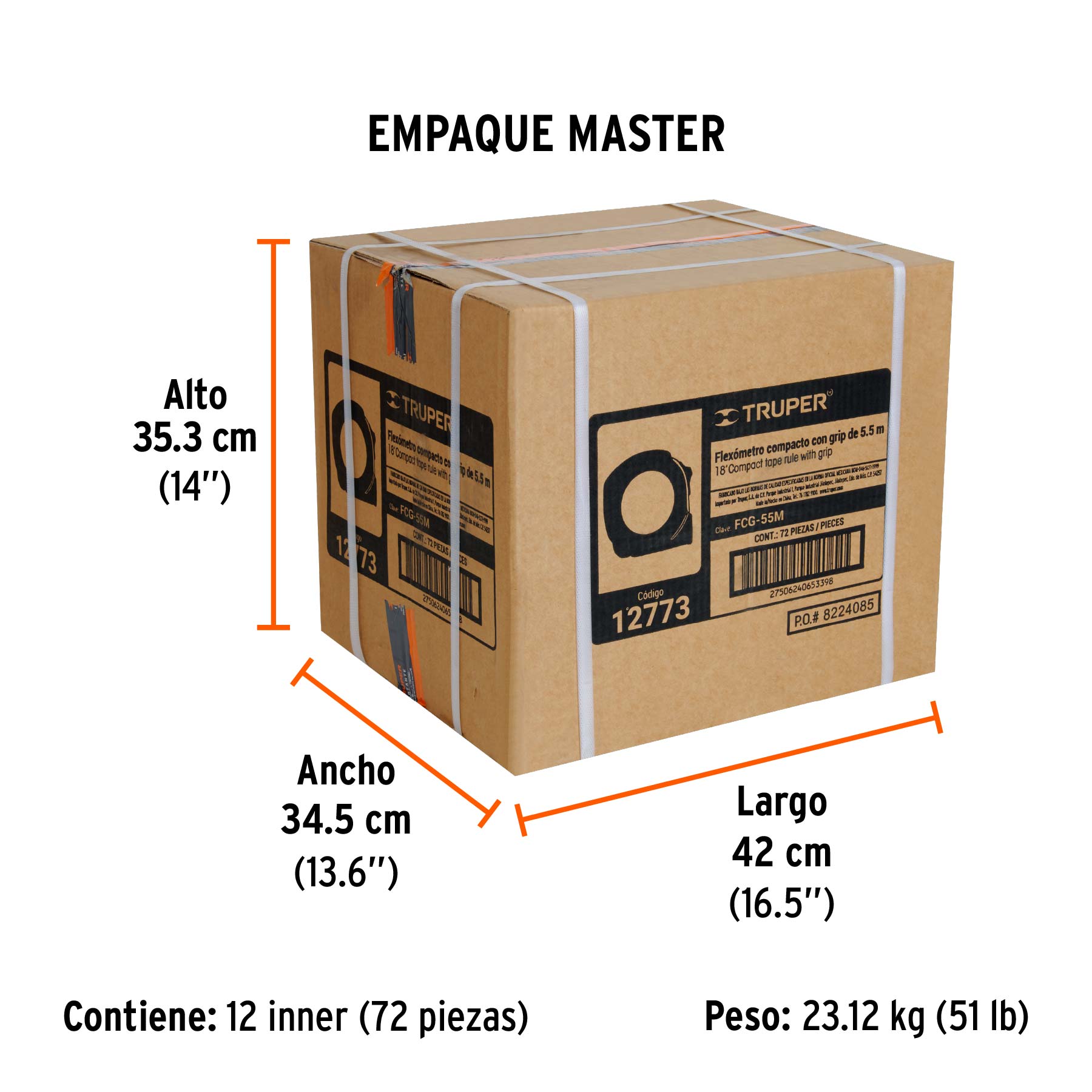 Flexómetro compacto con grip, 5.5 m, cinta 25 mm