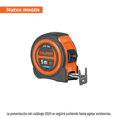 Flexómetro compacto con grip, 5 m, cinta 19 mm