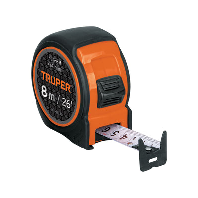 Flexómetro compacto con grip, 8 m, cinta 25 mm