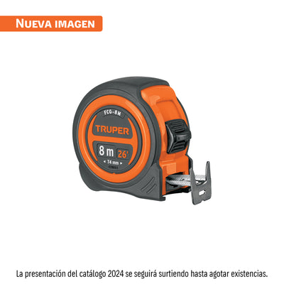 Flexómetro compacto con grip, 8 m, cinta 25 mm