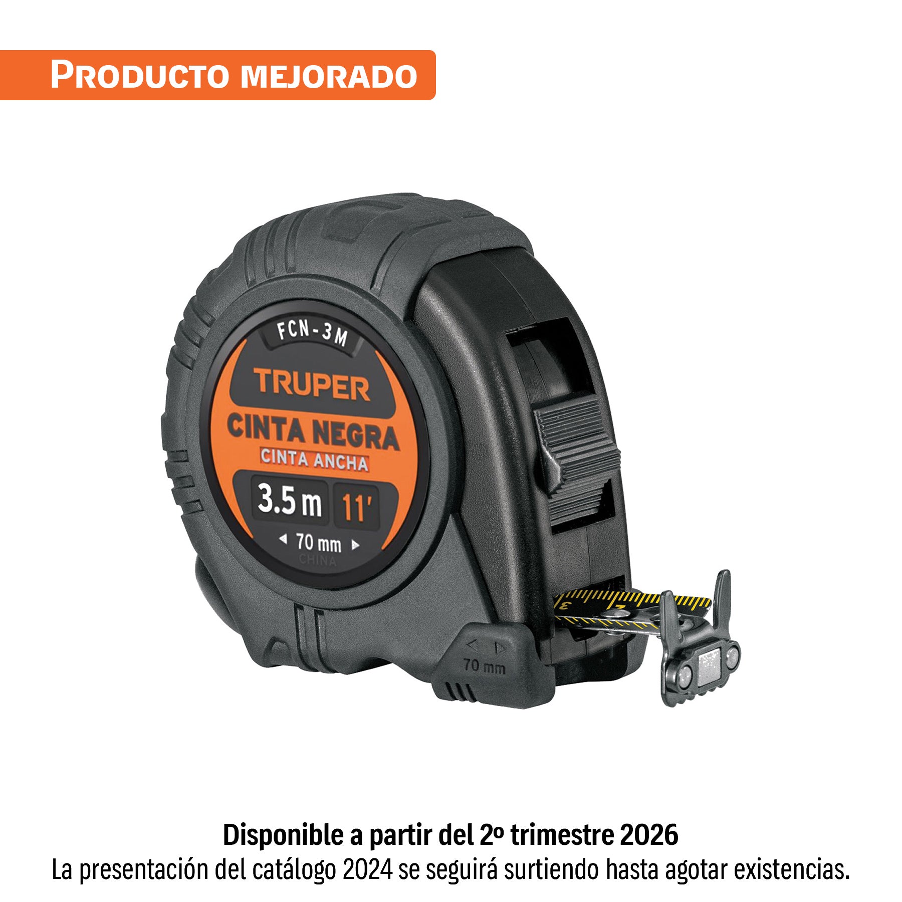 Flexómetro contra impactos 3 m, Cinta Negra 13 mm, Truper
