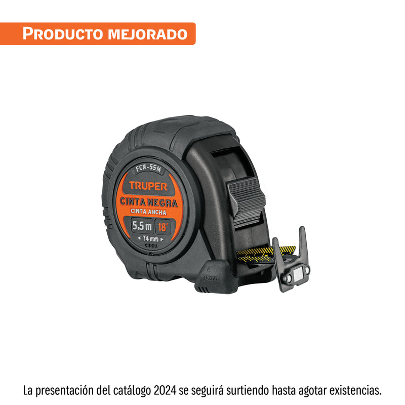 Flexómetro Cinta Negra, 5.5 m, cinta 27 mm