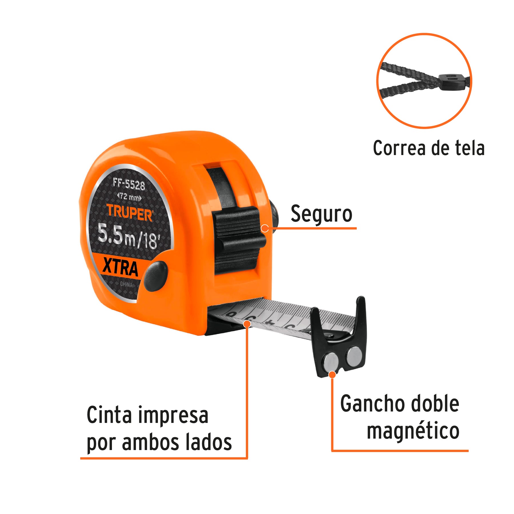 Fléxometro Xtra de 5.5 m, cinta 28 mm