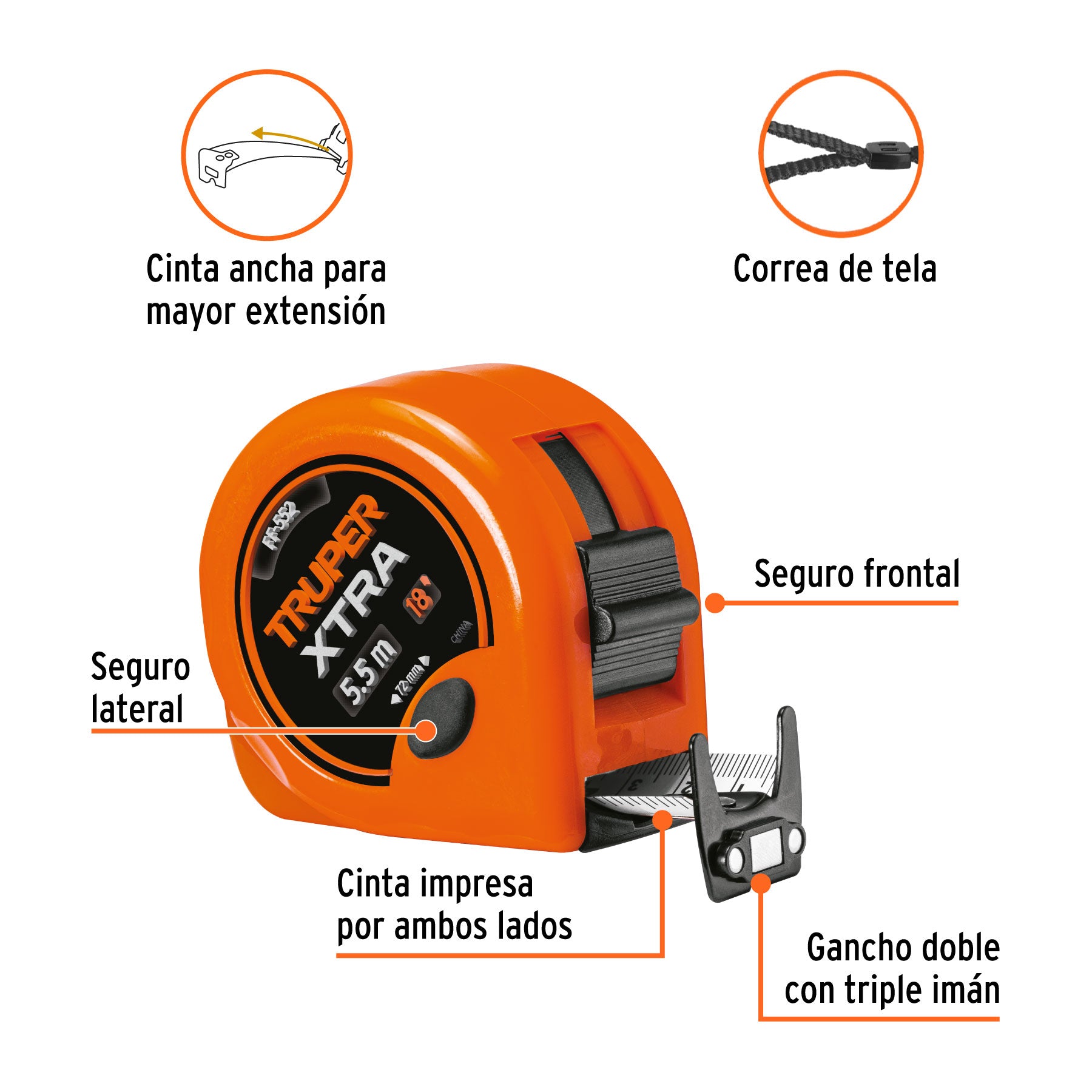 Fléxometro Xtra de 5.5 m, cinta 28 mm