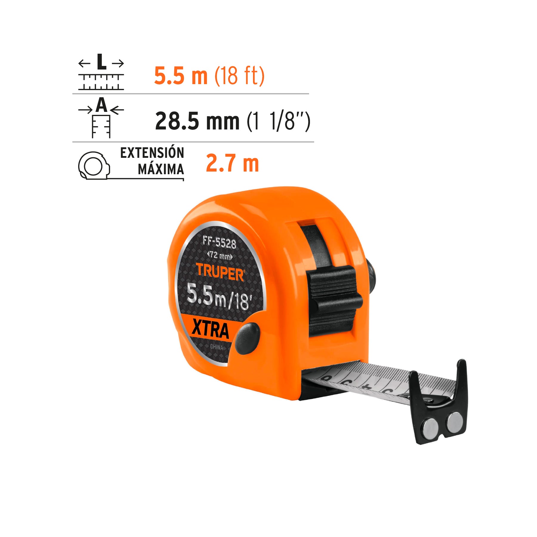 Fléxometro Xtra de 5.5 m, cinta 28 mm