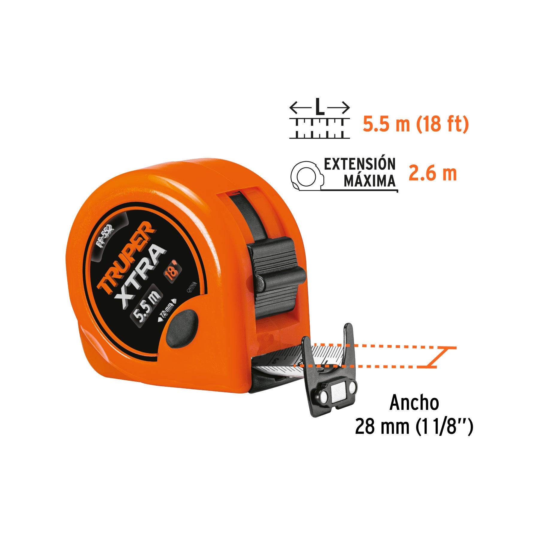 Fléxometro Xtra de 5.5 m, cinta 28 mm