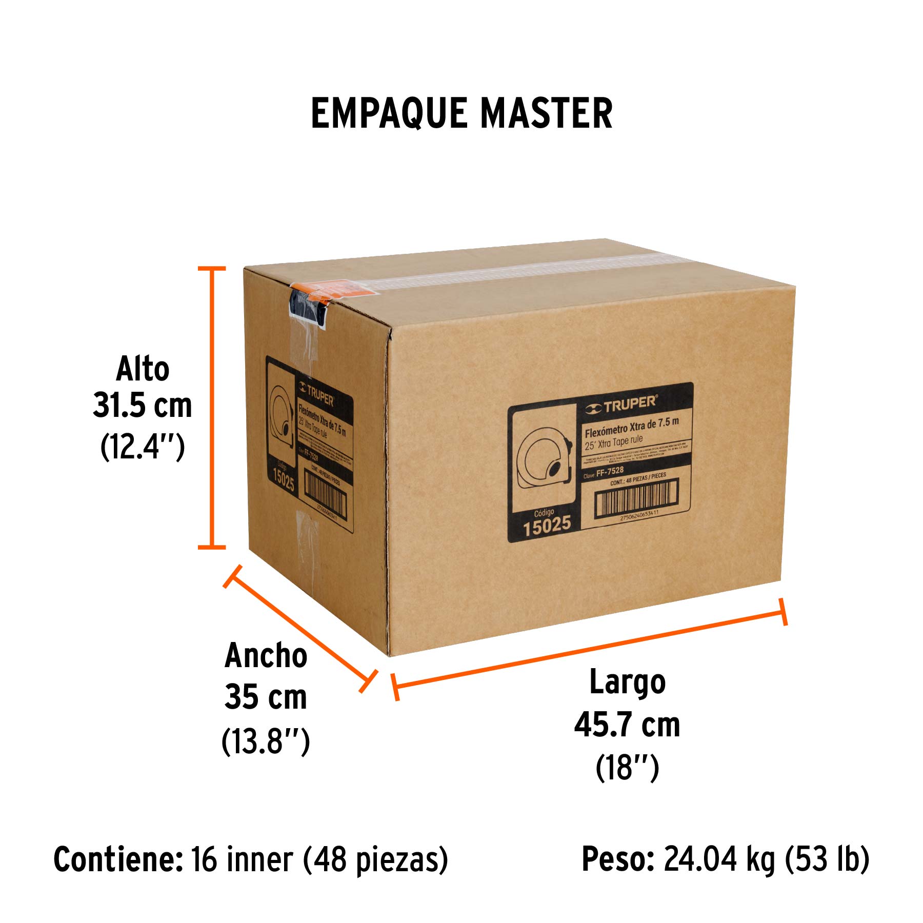 Flexómetro Xtra de 7.5 m, cinta 28 mm