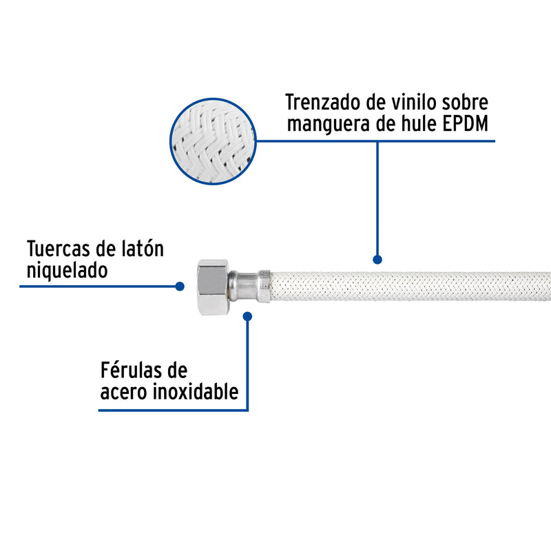 Manguera de hule, 55 cm, vinilo blanca , usos generales