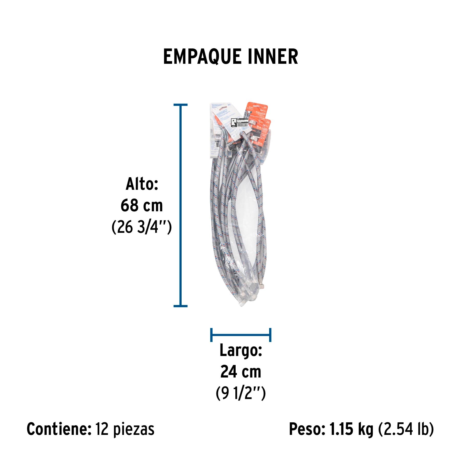 Manguera flexible para fregadero, 55cm,aluminio, Foset Basic