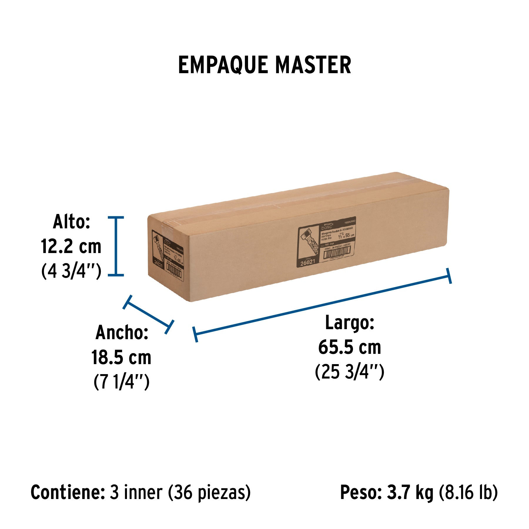 Manguera flexible para fregadero, 55cm,aluminio, Foset Basic