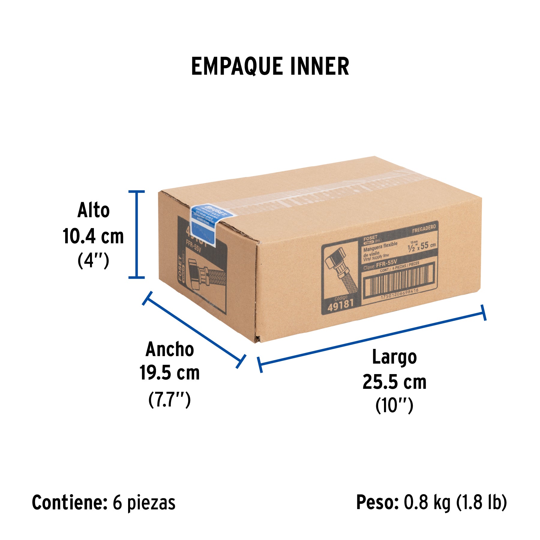 Manguera de hule, 55 cm, vinilo, usos generales