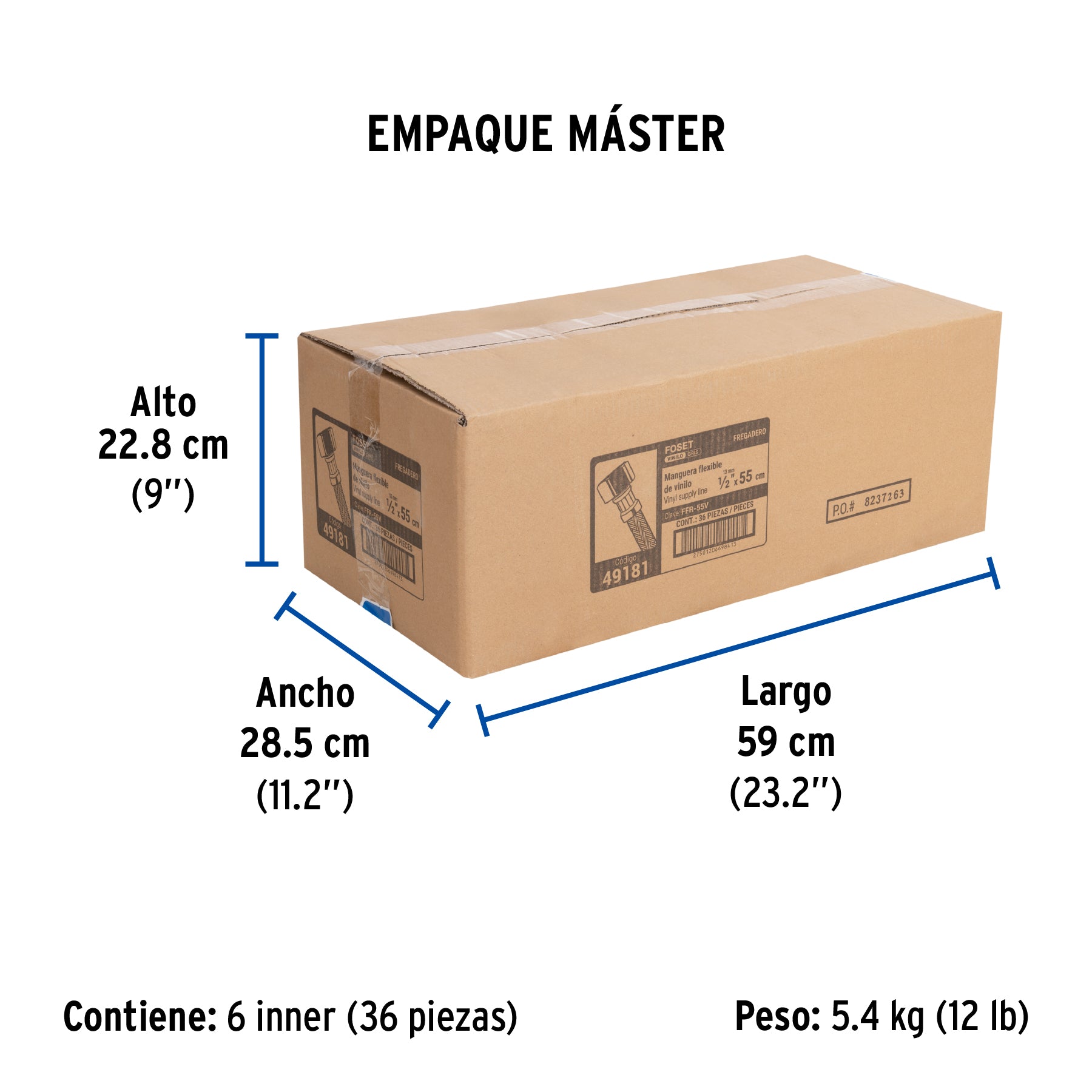 Manguera de hule, 55 cm, vinilo, usos generales