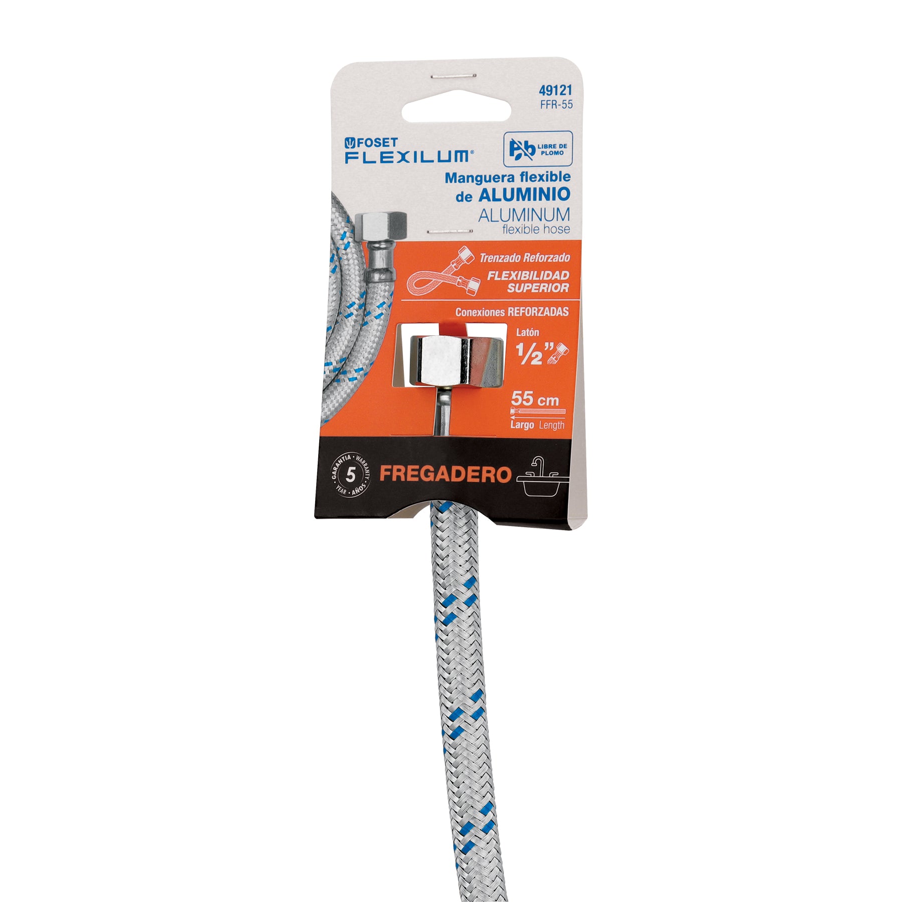 Manguera de hule, 55 cm, aluminio , usos generales
