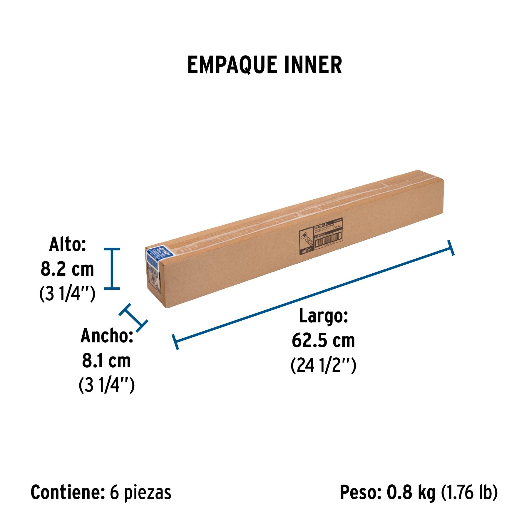 Manguera de hule, 55 cm, aluminio , usos generales