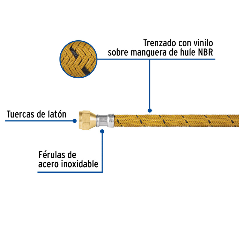 Manguera de hule, 150cm, revestida de vinilo, usos generales